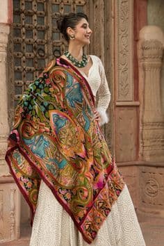 Brocade Border Silk Shawl