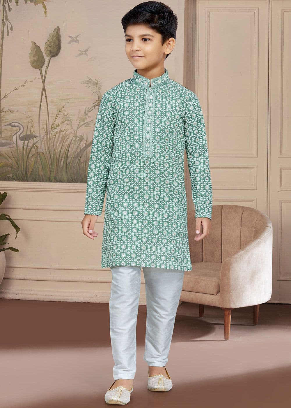Kids Chikankari Kurta Set
