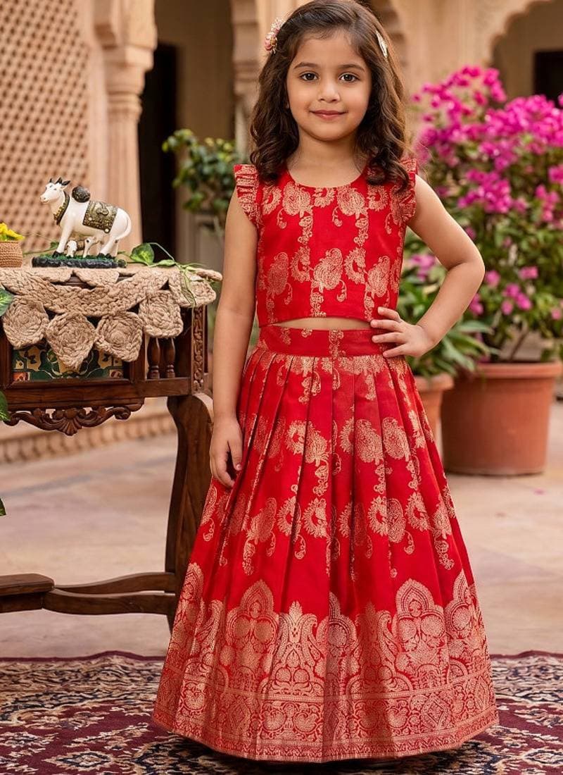 Girls Banarasi Silk Lehenga