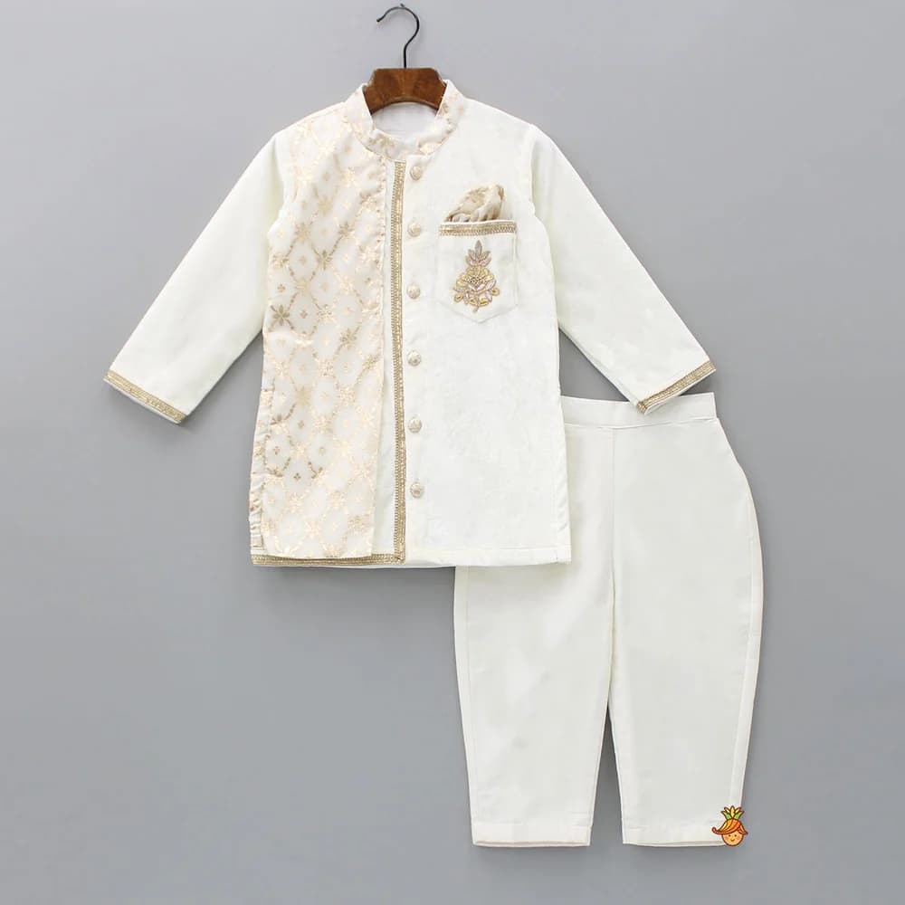 Boys Velvet Embroidered Kurta