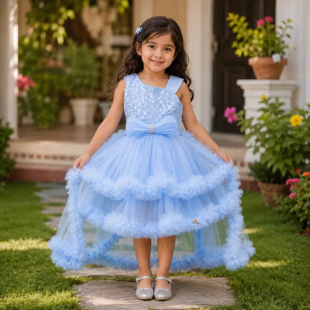 Girls Ruffled Gown Dress