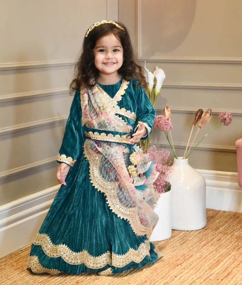 Kids Velvet Lehenga Choli