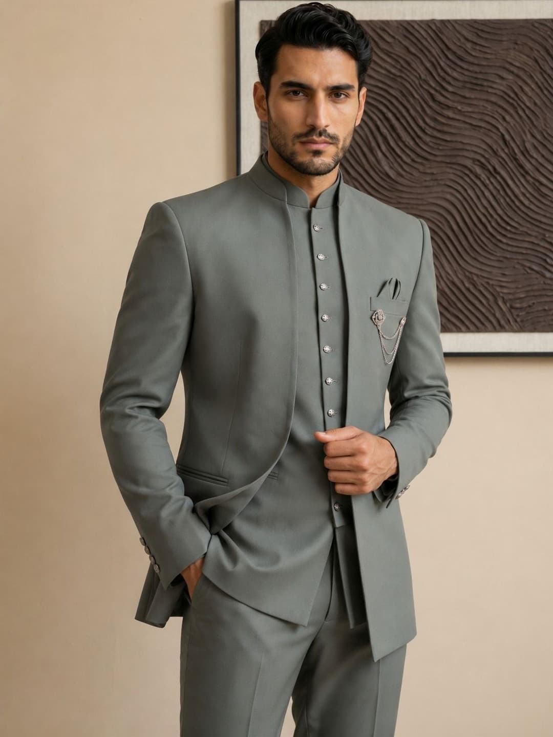 Organza Silk Sherwani Set