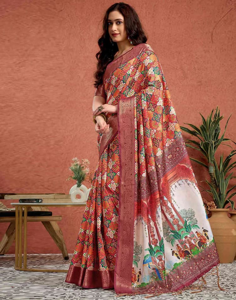 Tussar Silk Temple Saree