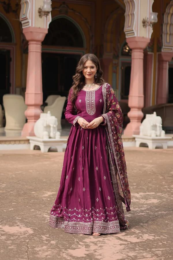 Velvet Embroidered Gown