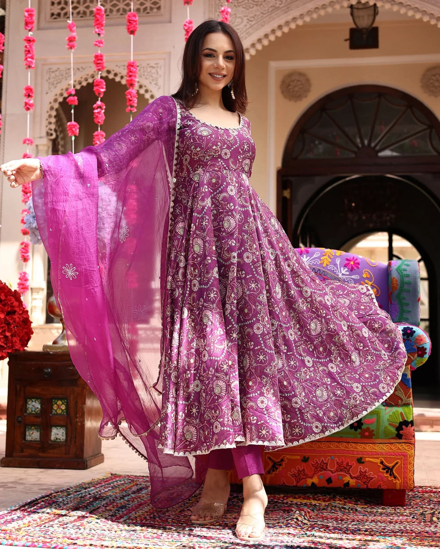 Cotton Chanderi Anarkali