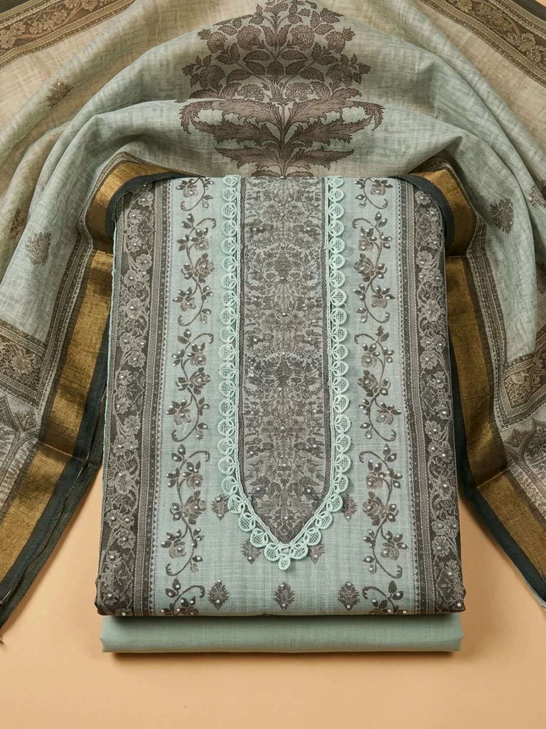 Linen Blend Printed Stole