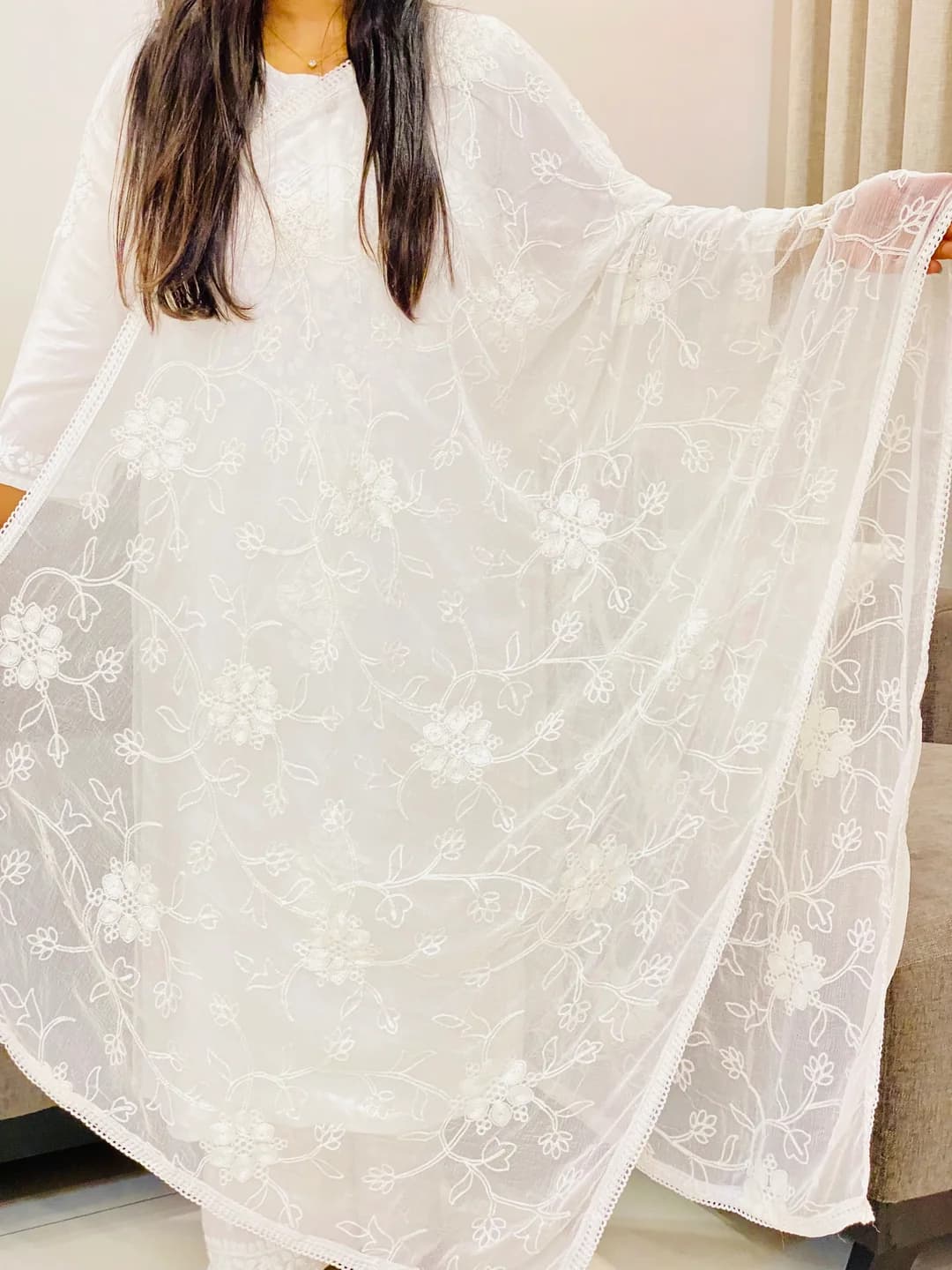 Chikankari Cotton Dupatta