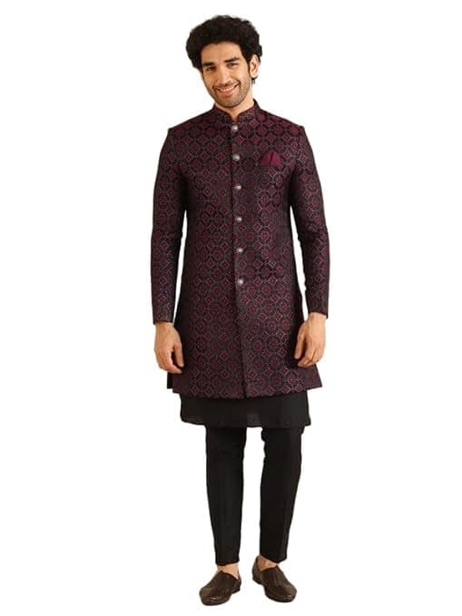 Silk Jacquard Wedding Sherwani